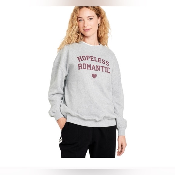Old Navy Hopeless Romantic Love Valentine Message Spell-out Pullover Sweatshirt - Picture 1 of 4